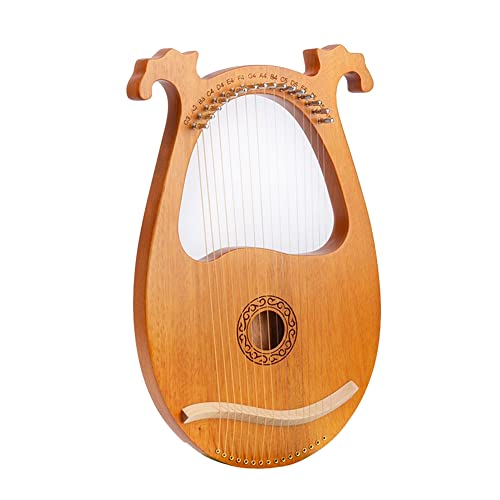 EUKKIC Lyre Harfe 16 Saiten Holz Musikinstrument Saiteninstrument mit Stimmschlüssel Ersatzsaiten Holz