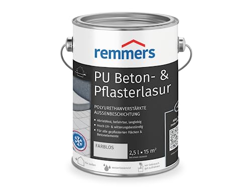 Remmers PU Beton- & Pflasterlasur transparent, 2,5 Liter, Beton- und Bodenfarbe, Pflasterstein Farbe, für mineralische Untergründe, lichtbeständig