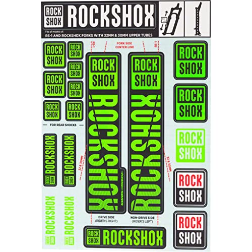 RockShox Aufklebersatz 30/32mm und RS1 neongrün, SID/Reba/Revelation (<2018) Sektor/Recon/X32/30G/30S/XC30, 11.4318.003.501 Ersatzteile, grün, Standrohre