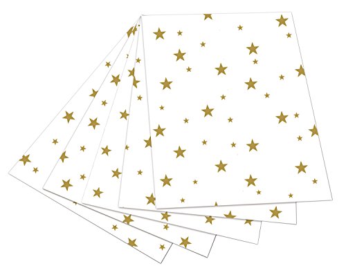 folia 5800 - Fotokarton weiß mit goldenen Sternen, 50 x 70 cm, 10 Bogen, beidseitig bedruckt - zum Basteln und kreativen Gestalten von Karten, Fensterbildern und für Scrapbooking