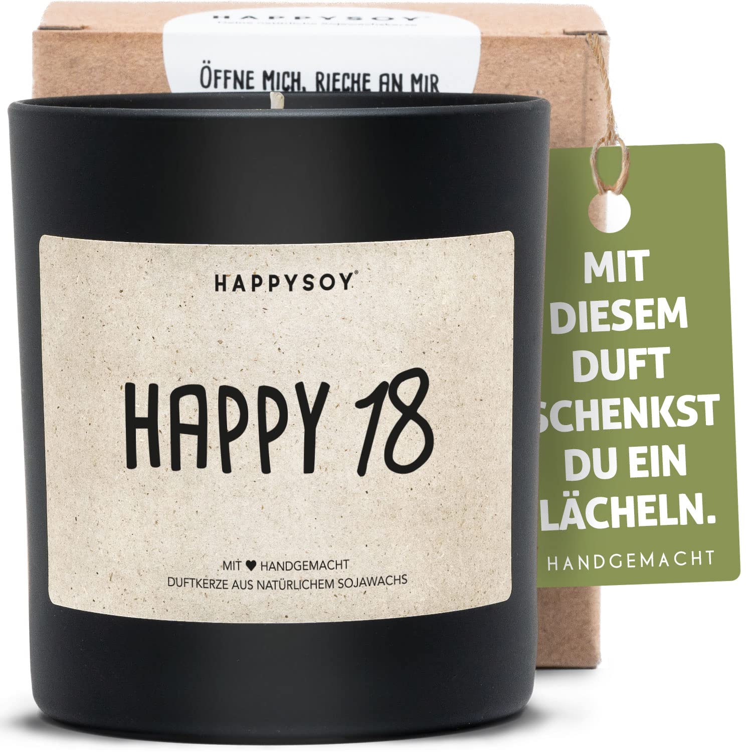 Geburtstag Duftkerze im Glas mit Spruch - natürlich handgemacht vegan - nachhaltiges sinnvolles Geschenk Geschenkidee beste Freundin Freund Tochter Sohn achtzehnter 18. 18ter - volljährig