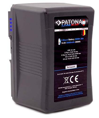 PATONA Platinum V-Mount Akku Ersatz für BP-290W (30A / 288Wh / 20.000mAh / D-Tap, USB, DC) kompatibel mit Aputure LS C300D Mark II oder LS 300x (Artikel 1338)