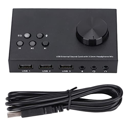 Externe USB-Soundkarte Stereo,3,5-mm-Schnittstelle Multi-Mode-Design Multiple EQ-Sound-Konvertierung Audio-Adapter,USB-Sound-Adapter 3,5-mm-Konverter-Audio-Soundkarte