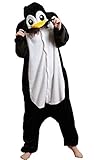 Mescara Einhorn Kostüm Pyjama Panda Damen Winter Karnevalumzüge Schalfanzug Jumpsuit Cosplay Anzug Hund Overall für Fasching Karneval Theater Halloween Pyjama-Party (Pinguin, S(Höhe:145-154CM))