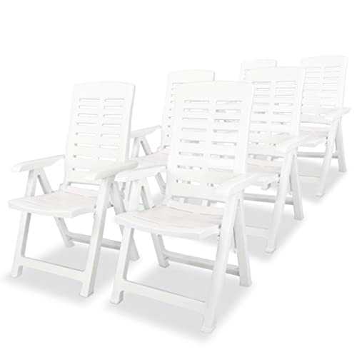 vidaXL 6X Gartenstuhl Verstellbar Witterungsbeständig Hochlehner Klappstuhl Liegestuhl Klappsessel Gartenstühle Stuhl Stühle Kunststoff Weiß