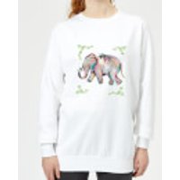 Indian Elephant With Leaf Border Women's Sweatshirt - White - XS - Weiß