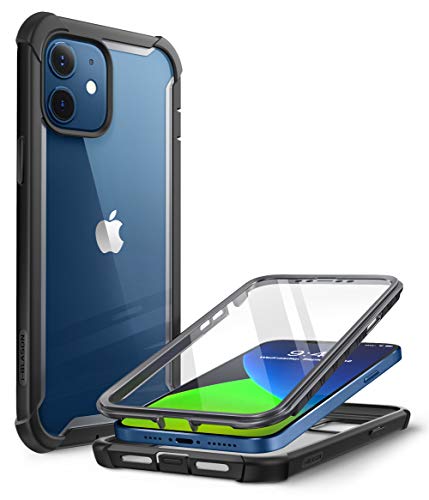 i-Blason Transparent Hülle für iPhone 12 Mini (5.4") Case Bumper Handyhülle 360 Grad Schutzhülle Cover [Ares] mit Displayschutz 2020 Ausgabe, Schwarz