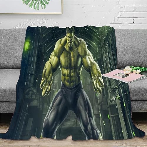 VAttea 3D-gedruckte Hulk-weiche Decke Superhelden-Überwurfdecke für Sofa Jungen- und Mädchendecken Erwachsene weiche Flauschige Plüsch-Fleecedecke Bettwäsche 150x200cm