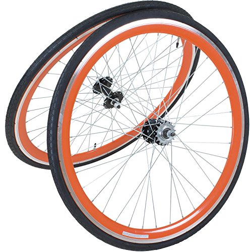 Galano Fixie Laufradsatz 700c Singlespeed Fixed Gear Laufräder Flip Flop Blade (orange/orange)