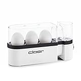 Cloer 6021 Eierkocher, bis zu 3 Eier, herausnehmbarer Eierträger, Servierfunktion, 300 Watt, Kunststoff, Weiß