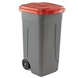 SSS Mülleimer für Mülltrennung, verchromt/rot, einzigartig