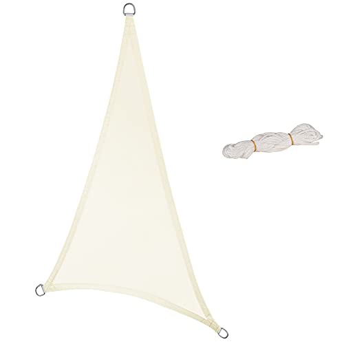 Laneetal Sonnensegel 5x7x7m dreieckig 160g/m² Polyester Sonnenschutz Schattenspender UV Schutz für Garten Balkon Terrasse Creme