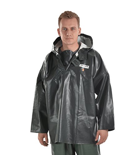 Ocean Classic Smock - Fischerbluse aus PVC auf Baumwollträger. DAS Ölzeug für den Profi (M, olivgrün)