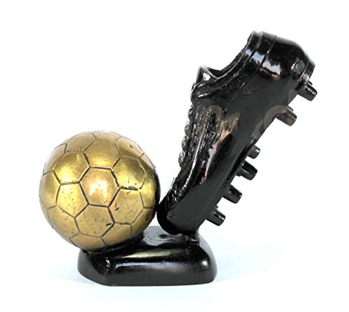 ESPLANADE Schönes Messing Deko Fußball und Schuh Showpiece | Home Decor | Messing Skulptur | Weltmeisterschaft Golden Boot Trophy Look-alike | European Golden Shoe Look-alike