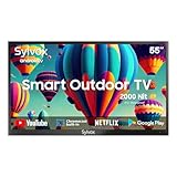 SYLVOX 139cm(55zoll) Outdoor TV,4K HDR Smart TV mit Sprachfernbedienung,1500nits Dolby Atmos IP55 Wasserdicht,Chromecast,DVB-T2/S2 Unterstützung Bluetooth&Wi-Fi,178°Ansichtswinkel