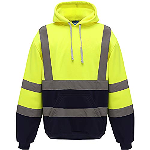 Yoko Herren Hi Vis Reflektor Kapuzenpullover (3XL) (Hi Vis Gelb/Admiral Blau)