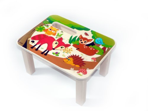 Hess Holzspielzeug 30284 - Fußbank aus Holz für Kinder, Serie Waldtiere, handgefertigt, ca. 33 x 24 x 18 cm groß, zum Sitzen und als Erhöhung beim Stehen