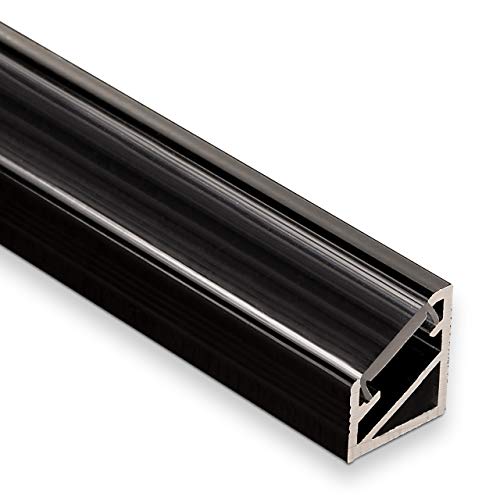 3 Stück LED Profil-66 Eckprofil schwarz mit opaler Abdeckung 2000 x 14,5 x 16,5 mm von SO-TECH®