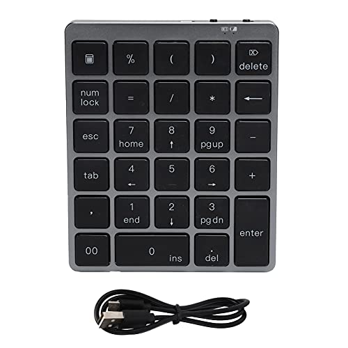 Heayzoki Numerische Tastatur, Bluetooth 3.0 Wireless Mechanische Numerische Tastatur Notebook Desktop-Computer-Zubehör, für Laptop Desktop, PC, Notebook (Schwarz)