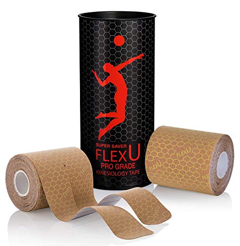 FLEXU Supreme, Kinesiologietape, wasserfestes Sporttape 2 Rollen á 40 Zuschnitte 7.5 x 25 cm, bietet Unterstützung & Stabilität für Muskeln und Gelenke, während & nach dem Training