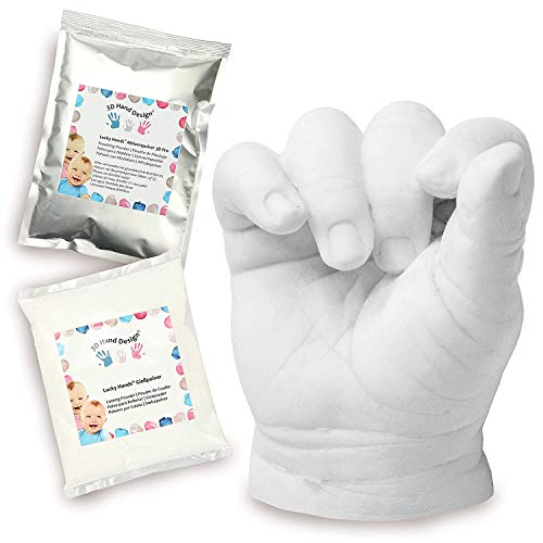 Lucky Hands® 3D Baby Abformset ohne Zubehör | 0-6 Monate | Handabdruck, Gipsabdruck, Fußabdruck | Weihnachtsgeschenke für Mama, Papa, Oma, Opa (4-6 Modelle)