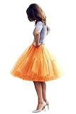 Babyonlinedress Tüllrock Damen Tutu Skirt 5 Lage Petticoat Ballettrock Unterrock Pettiskirt, Einheitsgröße, Orange,Orange