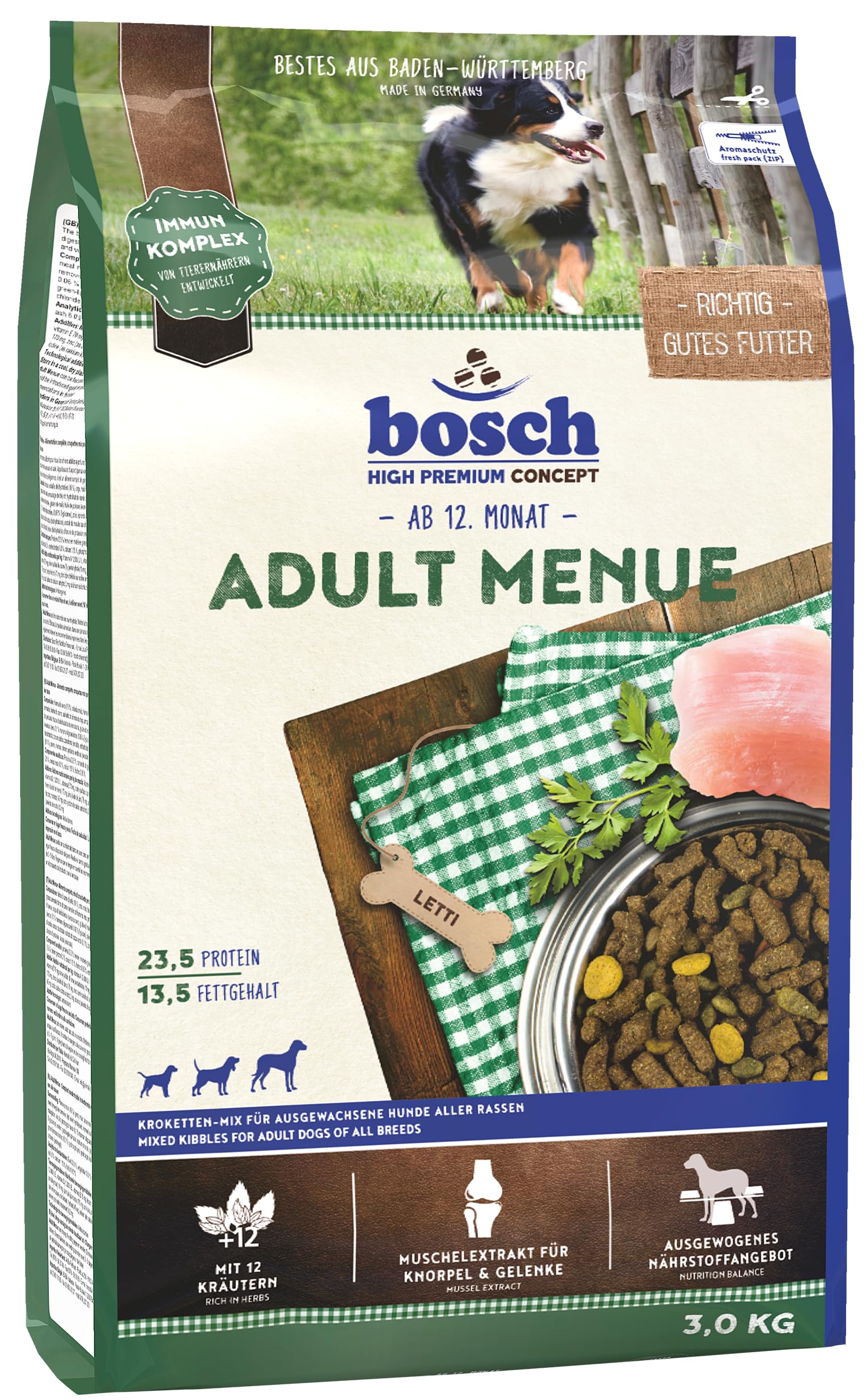 bosch HPC Adult Menue | Kroketten-Mix für ausgewachsene Hunde aller Rassen | 1 x 15 kg