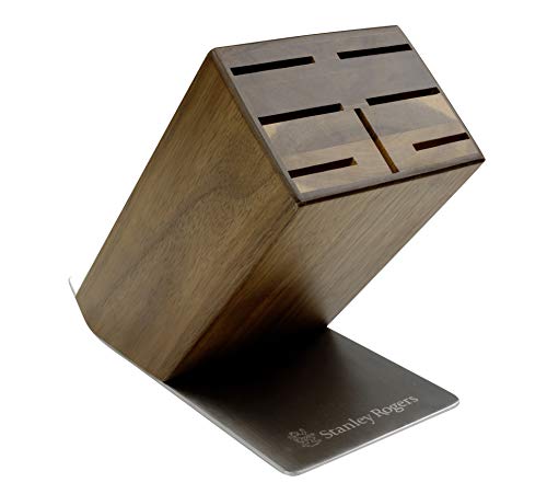 Stanley Rogers Messerblock mit Tablethalter Fair, Universal-Block aus hochwertigem Holz, Holzblock für 7 beliebige Messer, Küchenblock mit Antirutsch-Füßen, langelebiger Messerhalter (Farbe: Braun)