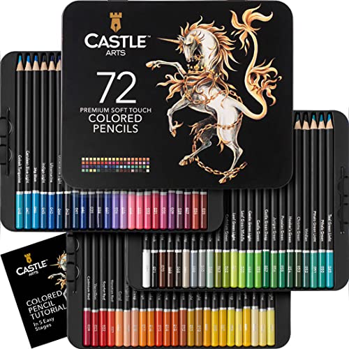 Castle-Art-Supplies-Set - 72 Buntstifte - Set für Malbücher für Erwachsene oder Kinder - aus der Soft-Serie - mit leuchtenden Farben