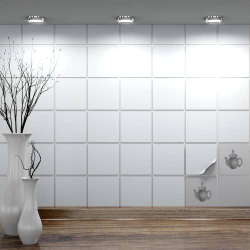 FoLIESEN Fliesenaufkleber für Bad und Küche - 10x10 cm - Weiss glänzend - 160 Fliesensticker für Wandfliesen