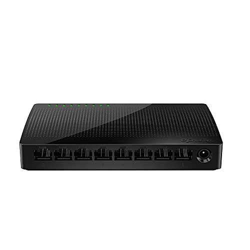 Tenda SG108 LAN Switch 8 Port, Gigabit Netzwerk Switch LAN Verteiler (Plug-and-Play Netzwerkswitch, Mini & leicht, 2000MBit/s im Vollduplexmodus, unmanaged) Schwarz