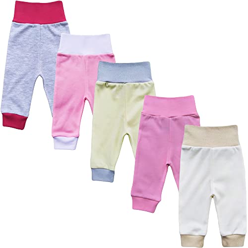 MEA BABY Unisex Baby Hose aus 100% Baumwolle im 5er Pack/ Pumphose. Babyhose für Jungen Baby Hose für Mädchen, Schlupfhose (80, Mädchen)