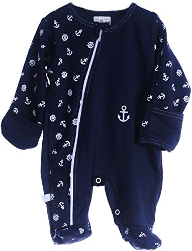 Strampler Baby Schlafanzug mit Reißverschluss Overall 50-104 Anzug Maritime Look (68)