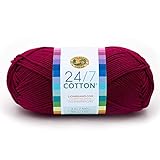 Lion Brand Yarn Company Cotton Yarn, 100 Percent Cotton, Magenta,15.24x6.35x6.35 cm