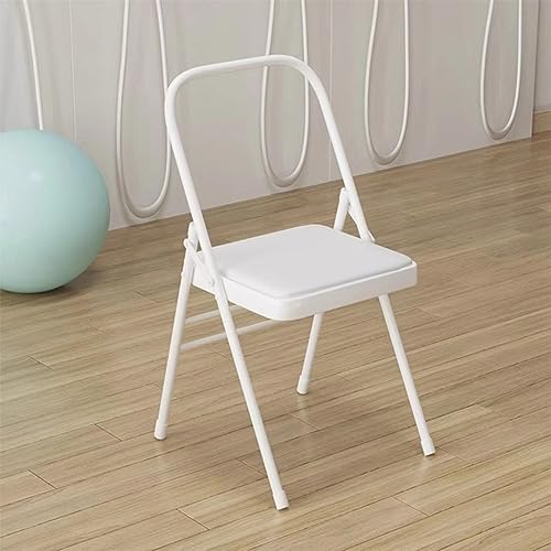Favourite Rückenfreier Yoga-Stuhl, PU-Oberfläche, Yoga-Stuhl, Hilfsstuhl, Klappstuhl, erhältlich in 7 Farben (Color : Blanc)