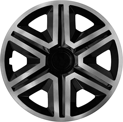Ohmtronixx Action Radkappen 15 Zoll 4er Set,schwarz DB/Silber, Radzierblenden aus ABS Kunststoff