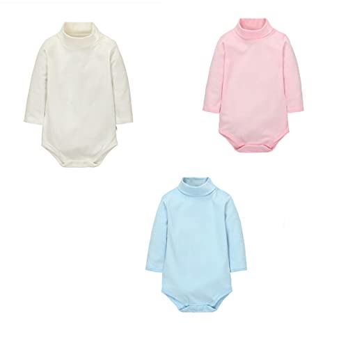 CuteOn 3/5/7 Packs Baby Säugling Neugeborenen Baumwolle Turtleneck Top Bodysuit Body Geschenk-Set - Zufällige Farbe 12 Monate