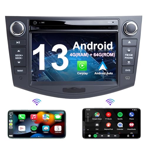 Auto Multimedia GPS Navigation für Toyota RAV4 2006-2012 Double Din Android 13 Auto Radio Stereo CarPlay Unterstützung 4K Video (Radio) (DVD Player, 7 Zoll, Octa Core 4GB RAM 64GB ROM)