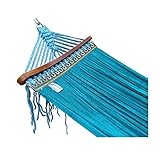 BL Nylon Braid Hängematte mit Holzstangen, tragbare Camping Hängematte Gartenbett im Freien für Patio Yard im Freien Strand Picknick Fishin