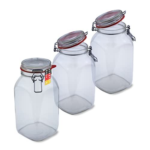 Flaschenbauer- 3 Drahtbügelgläser 2590ml verwendbar als Einmachglas, zu Aufbewahrung, Gläser zum Befüllen, Leere Gläser mit Drahtbügel