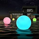 Aimiyaelec LED Solarlichter LED Solar Ball Licht Schwimmende Pool Lichter Wasserdichte Solar Glow Globe,16 Farben Schwimmkugel Decor für Terrasse Weg Garten Hochzeit Strand Hof (2 Stück)