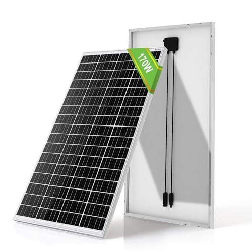 ECO-WORTHY Monokristallines Solarmodul, 170 W, 12 V, ideal zum Laden von 12-V-Batterien, für Wohnwagen, Garten, Wohnmobil, Boot und Hausdach