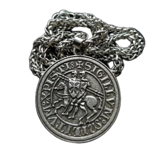 QZH Halskette mit Anhänger, Amulett Schmuck für Männer, Doppel Kriegspferd, Griechische Lateinische Ritter, Gedenk Siegel Halskette Schmuck/Link C Plat