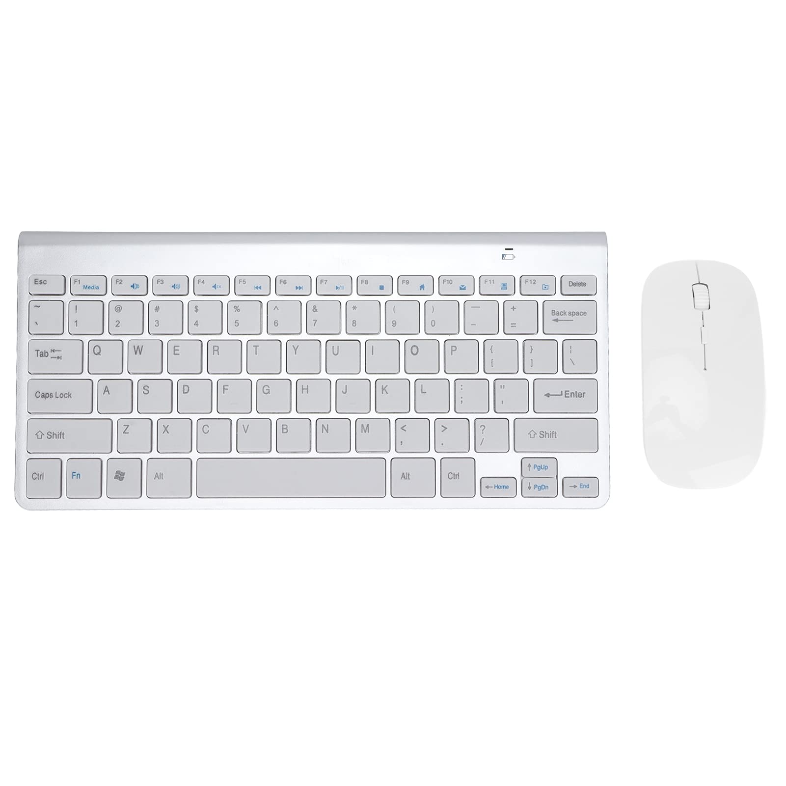 Ultraschlanke Tastatur Maus Kombination, 2,4 G USB Professionelle ultraflache kabellose Tastatur und Maus, Ergonomisches Design Ultraflache Multi Device Tastatur für Notebook Desktop(Silber-)