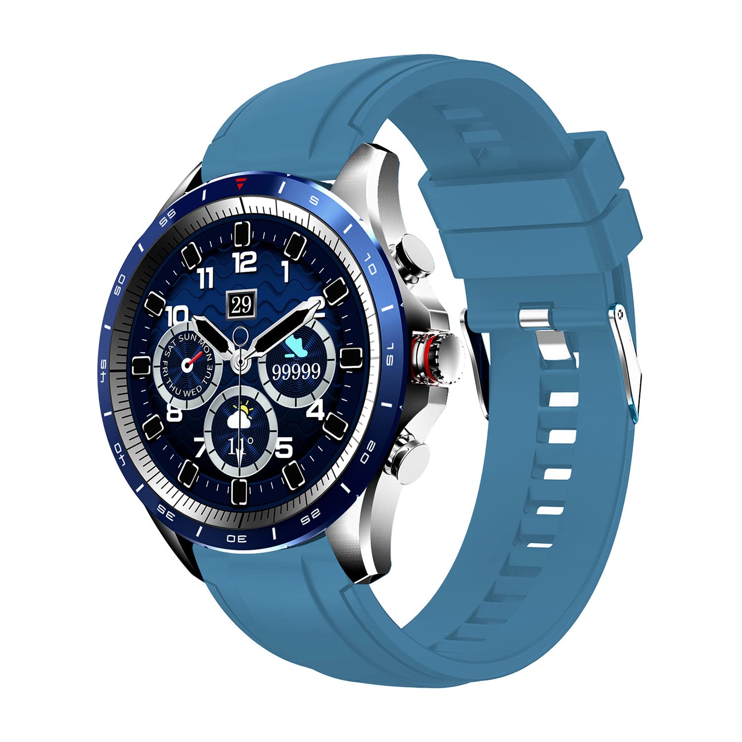 Atlanta 9718- Smartwatch, für Herren, Fitnesstracker, mit Wettervorhersage, Schrittzähler, zum Blutdruck messen, wasserdicht, Farbe:Blau