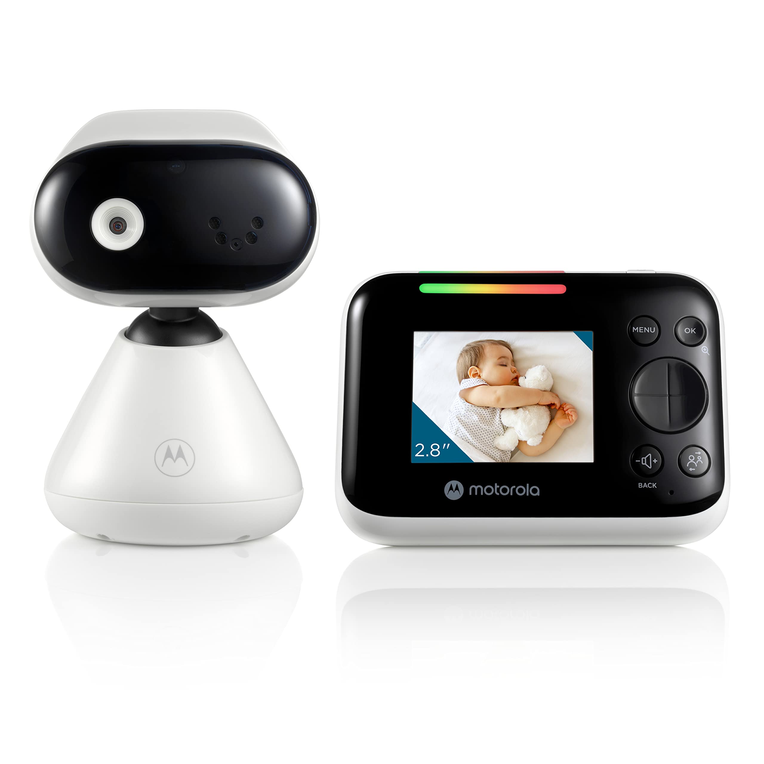Motorola Nursery PIP1200 - Babyphone mit Kamera - 2.8" Elterneinheit - 2 Wege Kommunikation - Zimmertemperatur - Infrarot Nachtsicht - 300 m Reichweite, Weiß/Schwarz
