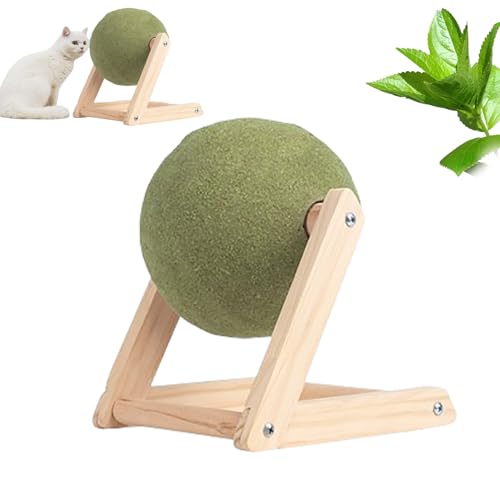 WEJDYKG Catnip Floor Ball Toy, Cat Mint Ball Toy, Rotatable Catnip Roller Ball Floor Mount, Enjoyable and Safe Catnip Toys Balls for Cat Playing (L)