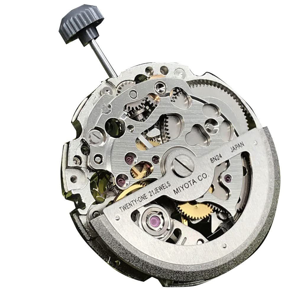 Hopbucan Silber 8N24 Mechanisches Uhrwerk Miyota 21 Jewels Skeleton Automatic Movement