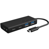 Icy Box USB Hub mit USB-C Stecker und Power Delivery, USB 3.0, integriertes Kabel, aluminium, PD 60 Watt, schwarz