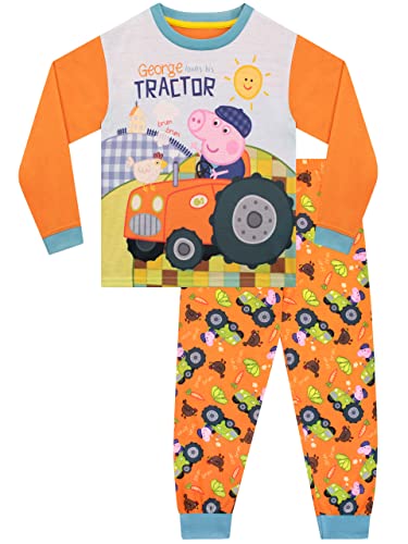 Peppa Pig Jungen George Wutz kinderschlafanzug Traktor Bauernhof Lange Ärmel Schlafanzug Set für Kinder Orange 104
